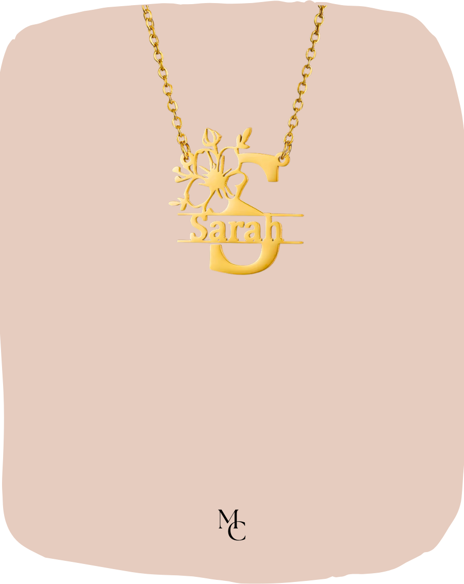 Collier monogramme personnalisé avec fleur®