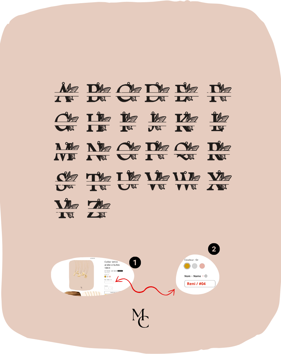 Collier monogramme personnalisé avec papillon®