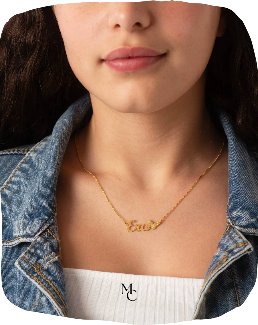 Collier papillon avec nom personnalisé®