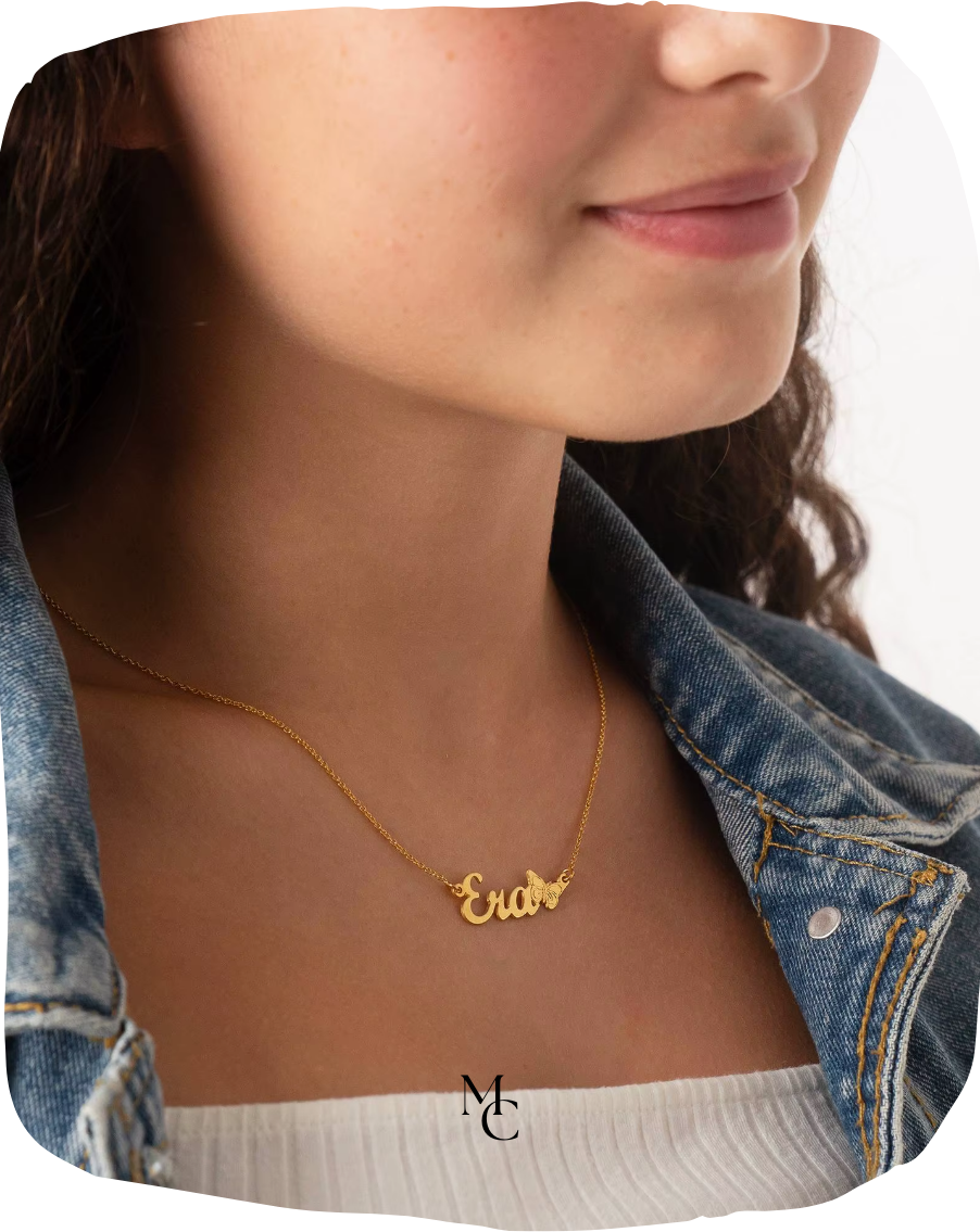 Collier papillon avec nom personnalisé®