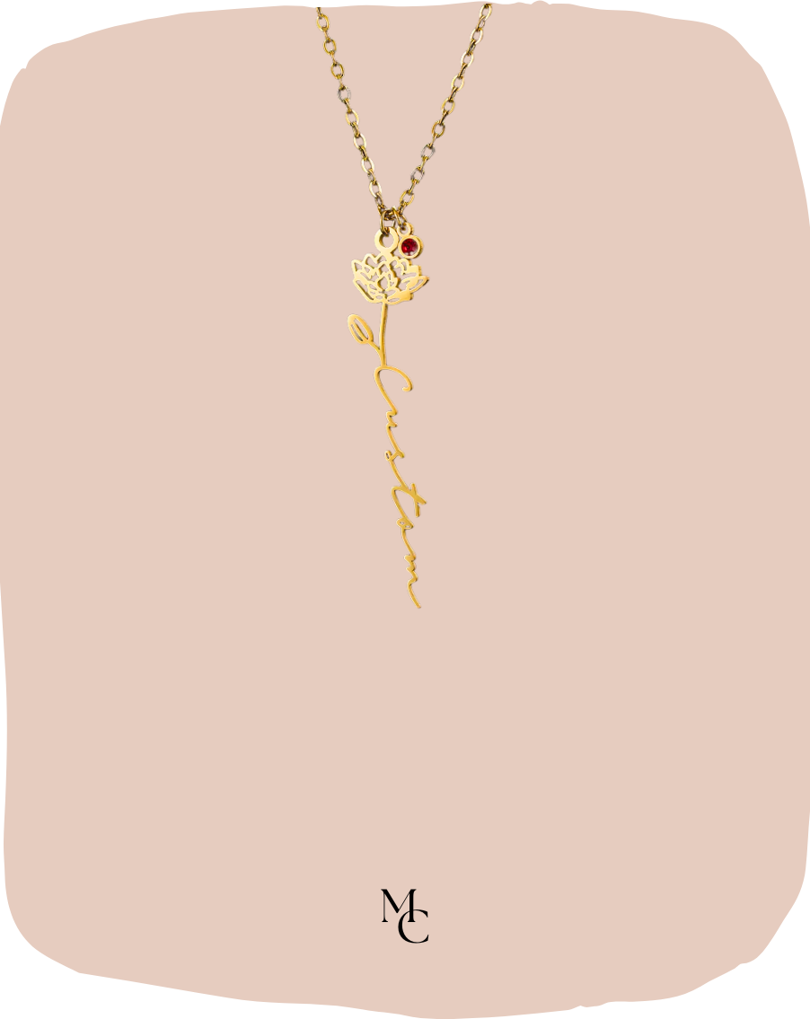 Collier fleur de naissance nom personnalisé®