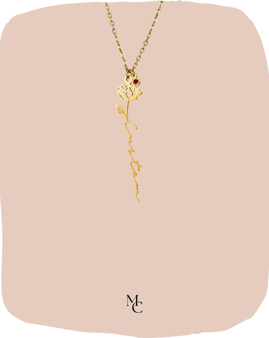 Collier fleur de naissance nom personnalisé®
