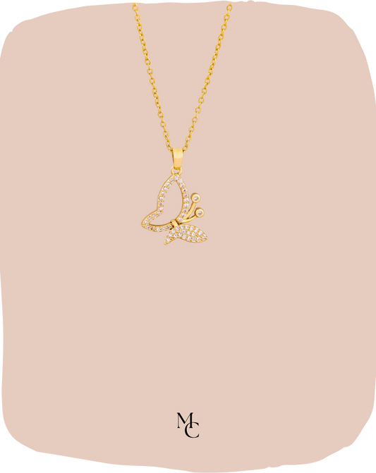Collier papillon en cristal de zircon